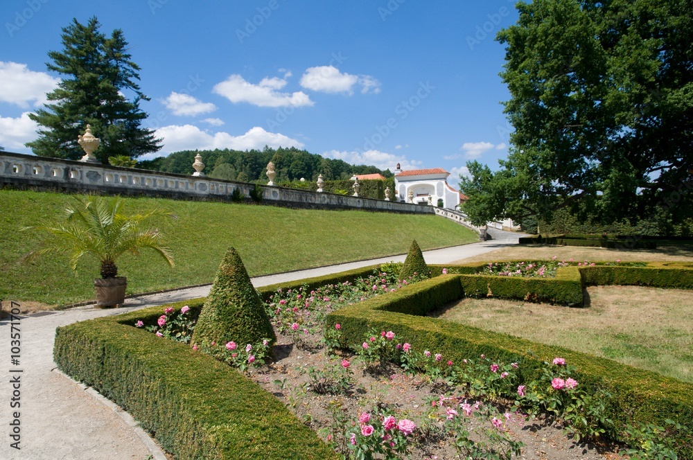 The gardens at the castle Czech Krumlov in southern Bohemia, Czech Republic
