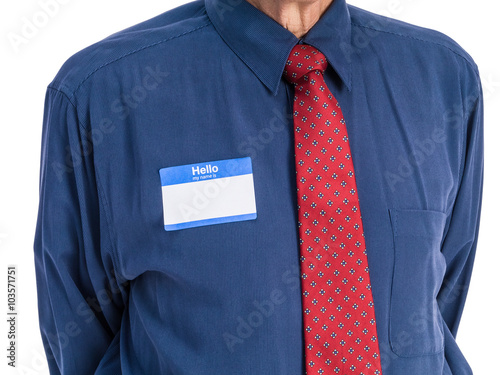 Photo of senior man in a blue shirt and red tie wearing a 