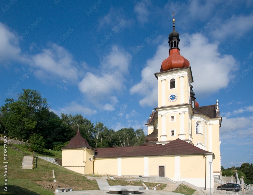 Pilgrimage church in village Dobra Voda in Novohradske mountains, South Bohemia, Czech republic