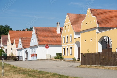 Rural decorated houses in Zabori, South Bohemia, Czech republic