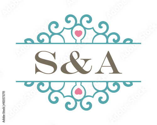 S&A initial ornament wedding logo