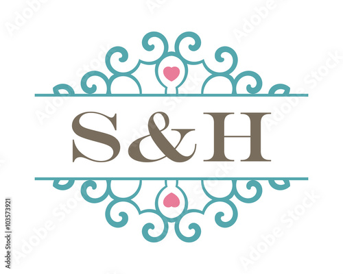 S&H initial ornament wedding logo