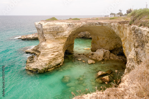 Scenic rocky cliffs of Torre Sant Andrea  Salento  Italy