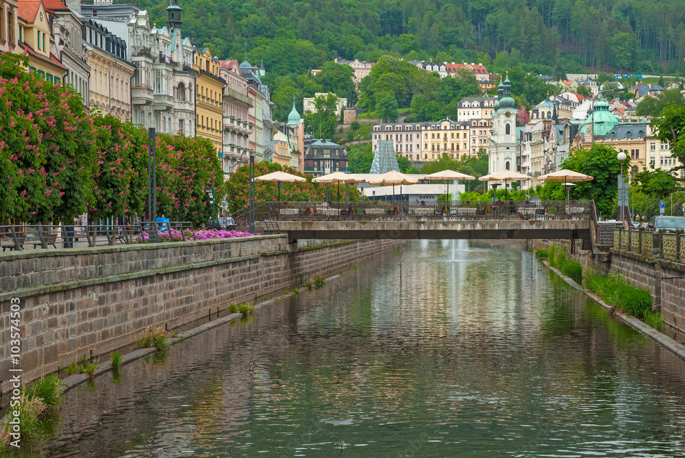 Houses in the old town of of Karlovy Vary, Czech Republic 