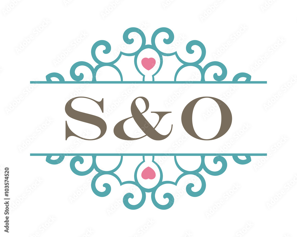 S&O initial ornament wedding logo S&O initial ornament wedding logo