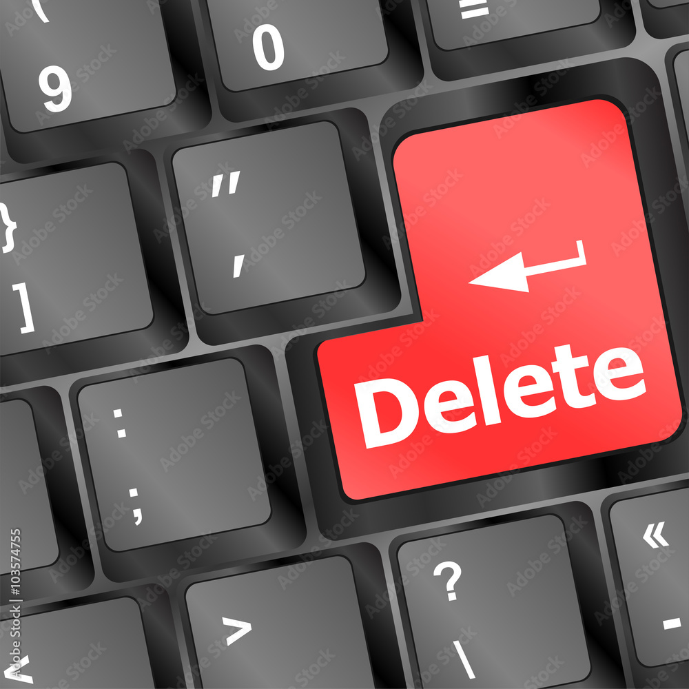 Computer keyboard - Red key Delete, business concept vector illustration Computer keyboard - Red key Delete, business concept vector illustration