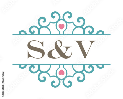 S&V initial ornament wedding logo