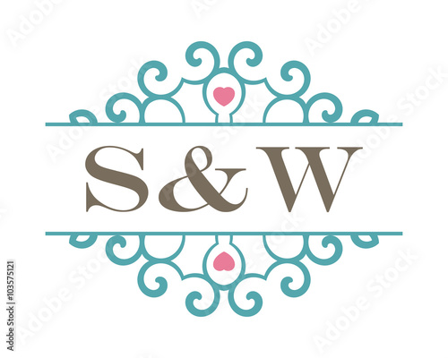 S&W initial ornament wedding logo