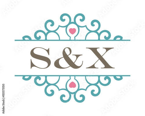 S&X initial ornament wedding logo