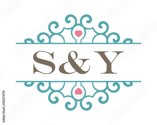 S&Y initial ornament wedding logo
