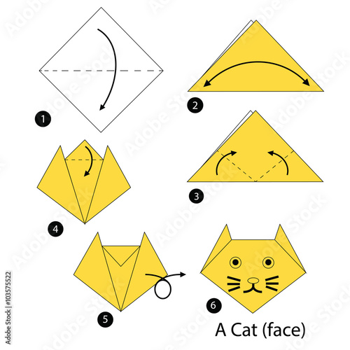 step by step instructions how to make origami A Cat.