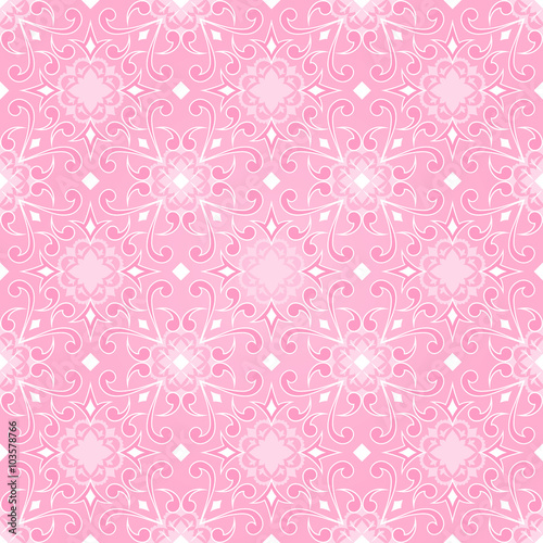 Decorative seamless lace white texture on pink.