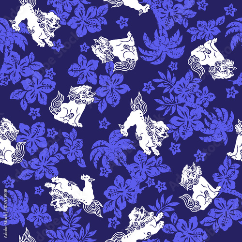 ハイビスカスと獅子の パターン