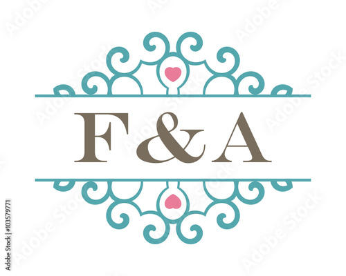 F&A initial ornament wedding logo