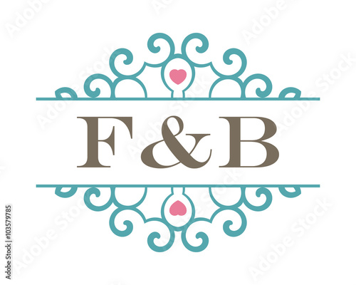 F&B initial ornament wedding logo