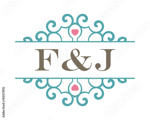 F&J initial ornament wedding logo