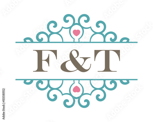 F&T initial ornament wedding logo