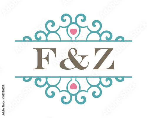 F&Z initial ornament wedding logo