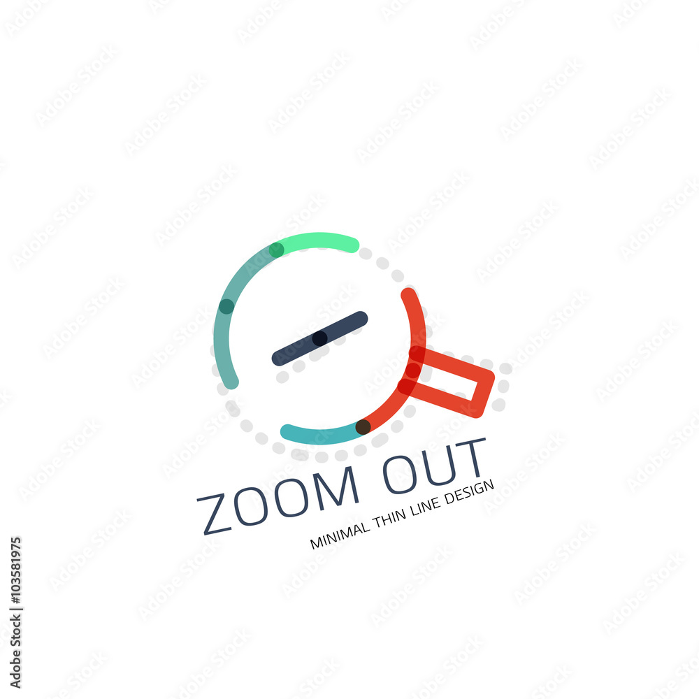 Vector thin line design logo magnifying glass, search and find or zoom logotype concept. Linear minimalistic business icon
