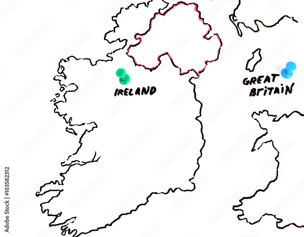 Map of Ireland and United Kingdom - territorial dispute concept