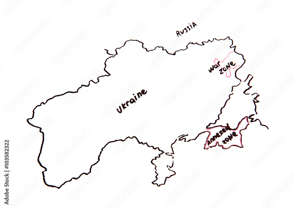 Obraz premium Map of Ukraine and Russia - territorial dispute concept