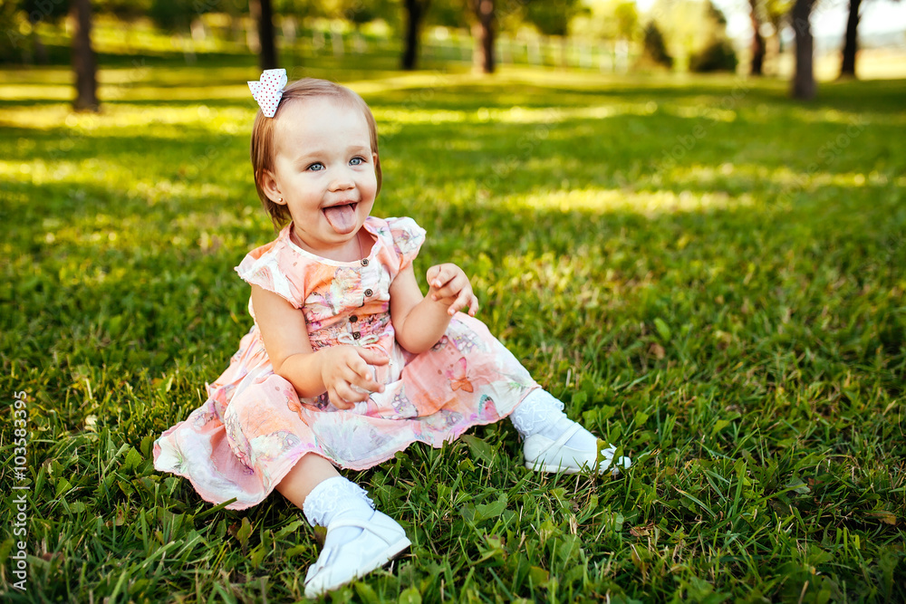 Cute little girl on the meadow in summer day. Cute little girl on the meadow in summer day.
