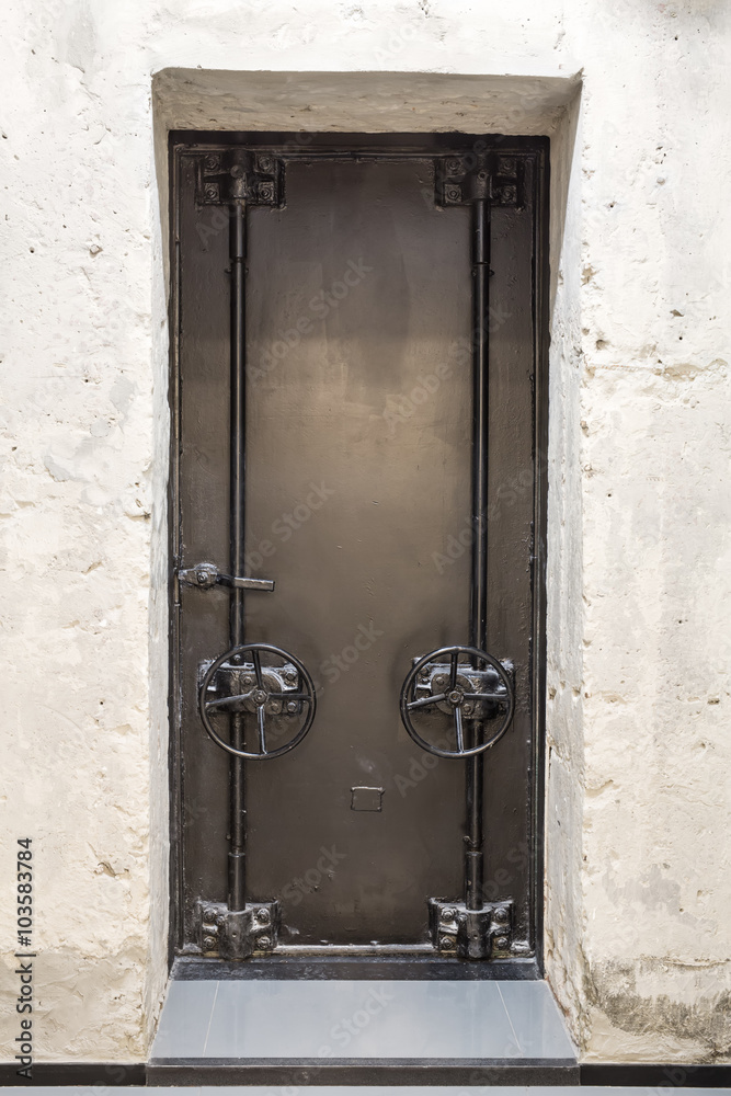 Old door with valves