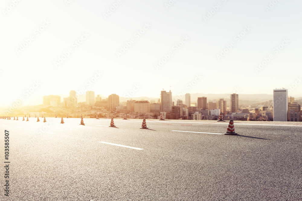 empty road with cityscape San Francisco background empty road with cityscape San Francisco background
