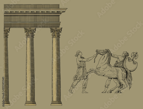 Old greek theme art illustration
 photo