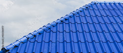 The blue pattern roof texture with sky background