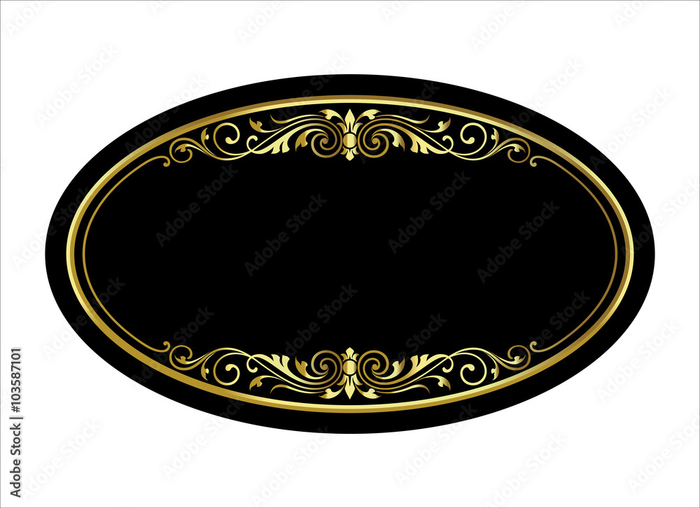Vector vintage border frame logo engraving with retro ornament pattern ...