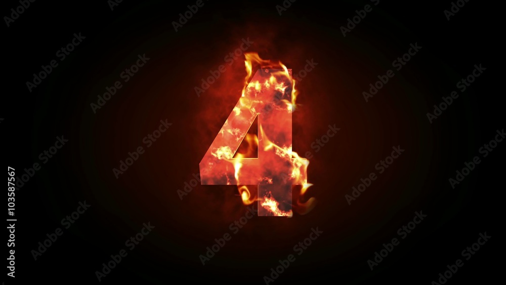 Countdown animation from 5 to 0 with explosion fire burning effect background for cinematic introduction title in 4k ultra HD video quality in extreme thrilling element concept
