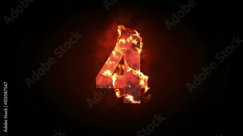 Countdown animation from 5 to 0 with explosion fire burning effect background for cinematic introduction title in 4k ultra HD video quality in extreme thrilling element concept