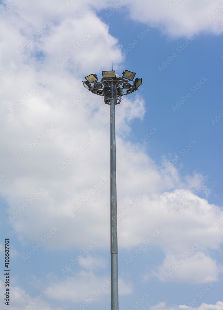 street lamp with clouds and blue sky background