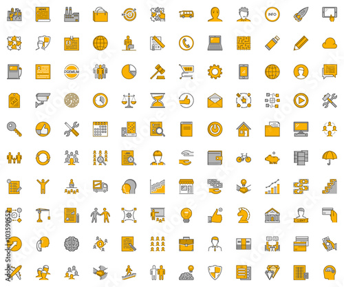 Large linear vector icons for business.