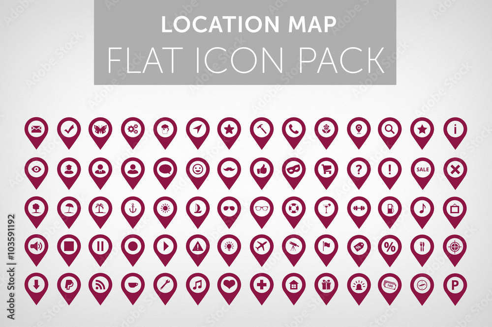 Location Map flat icon pack vol.3 - obrazy, fototapety, plakaty 