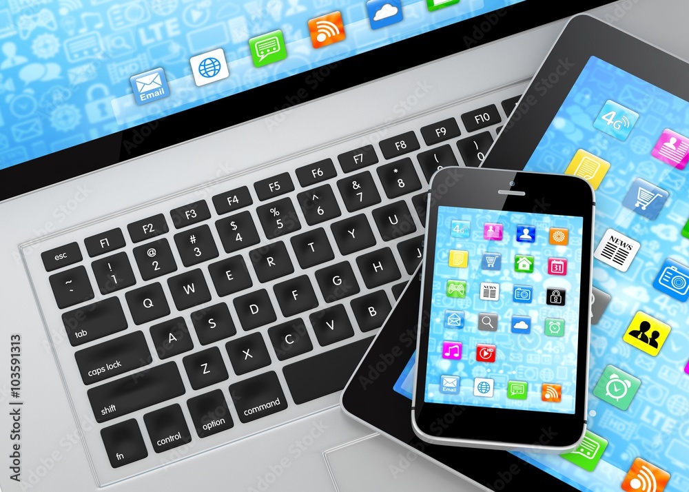 Laptop, phone and tablet pc. Laptop, phone and tablet pc.