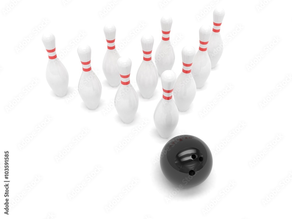Bowling ball and skittles isolated Bowling ball and skittles isolated