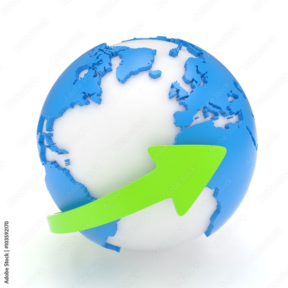 Naklejka premium Arrow and Earth globe. 3d render