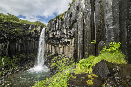 Svartifoss waterfall in Skaftafell national park in Iceland