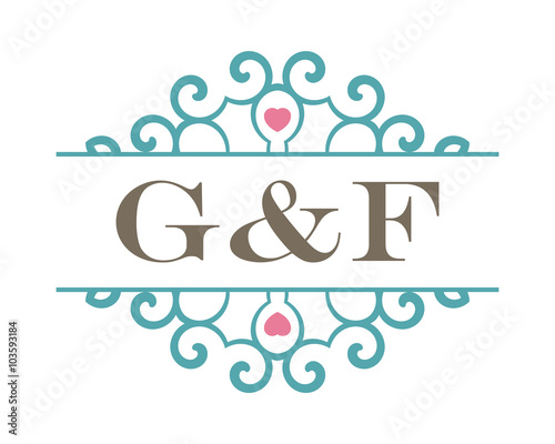 G&F initial ornament wedding logo