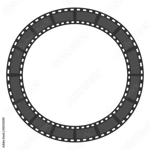 Film strip round circle frame. Template. Design element. White background. Isolated. Flat design.