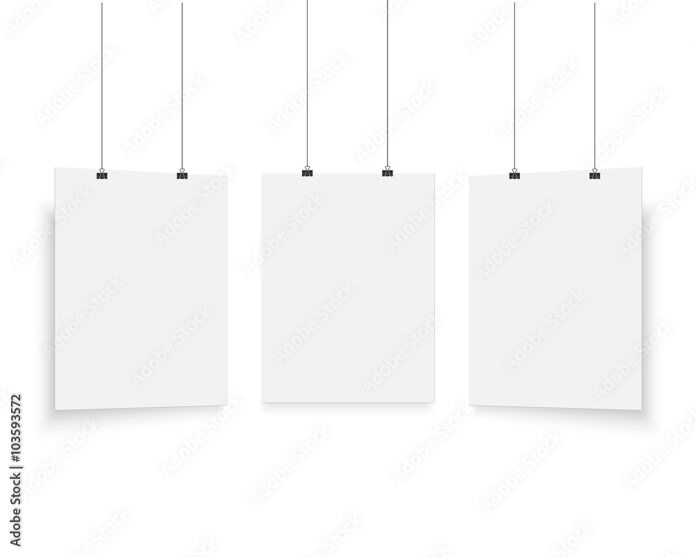 Isolated Vector Poster Mockup Set. Realistic Vector EPS10 Paper 