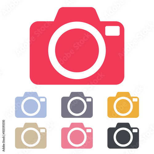 vector set of colorful camera symbols isolated on white