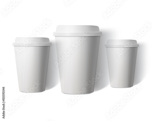 Vector Coffee Cup Set Isolated on White Background. Photorealist