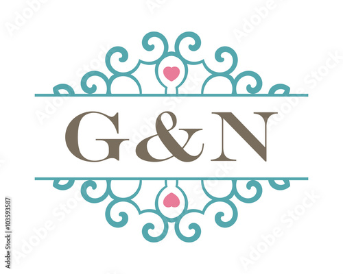 G&N initial ornament wedding logo