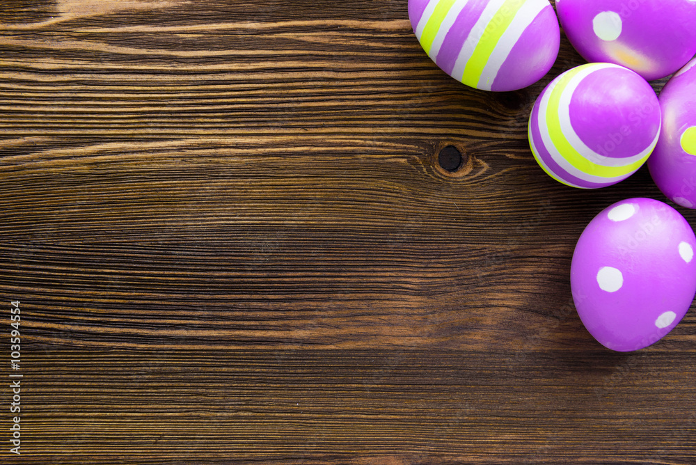 Easter eggs on wooden background Easter eggs on wooden background