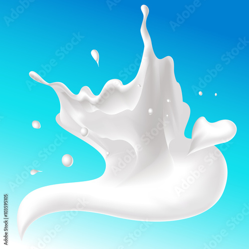 splash of milk on blue background, tornado whirl - vector illustration