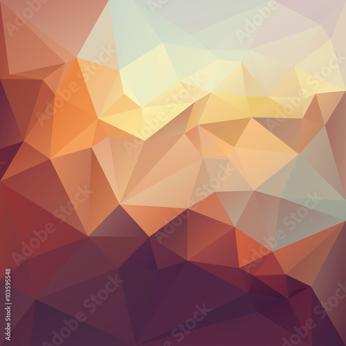 Polygonal mosaic background in red, pink and yellow colors