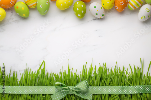 Easter eggs and fresh grass